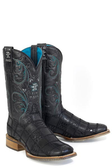 Tin Haul Women's Good & Bad Wide Square Toe Checker'd Boot